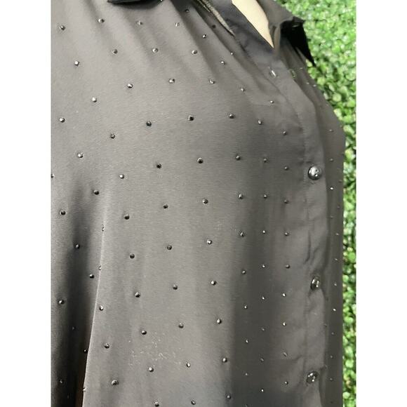George Black Sheer Blouse Sparkly Women Size 3X NWT Flowy Dark Romantic Y2k NWT - Picture 13 of 13